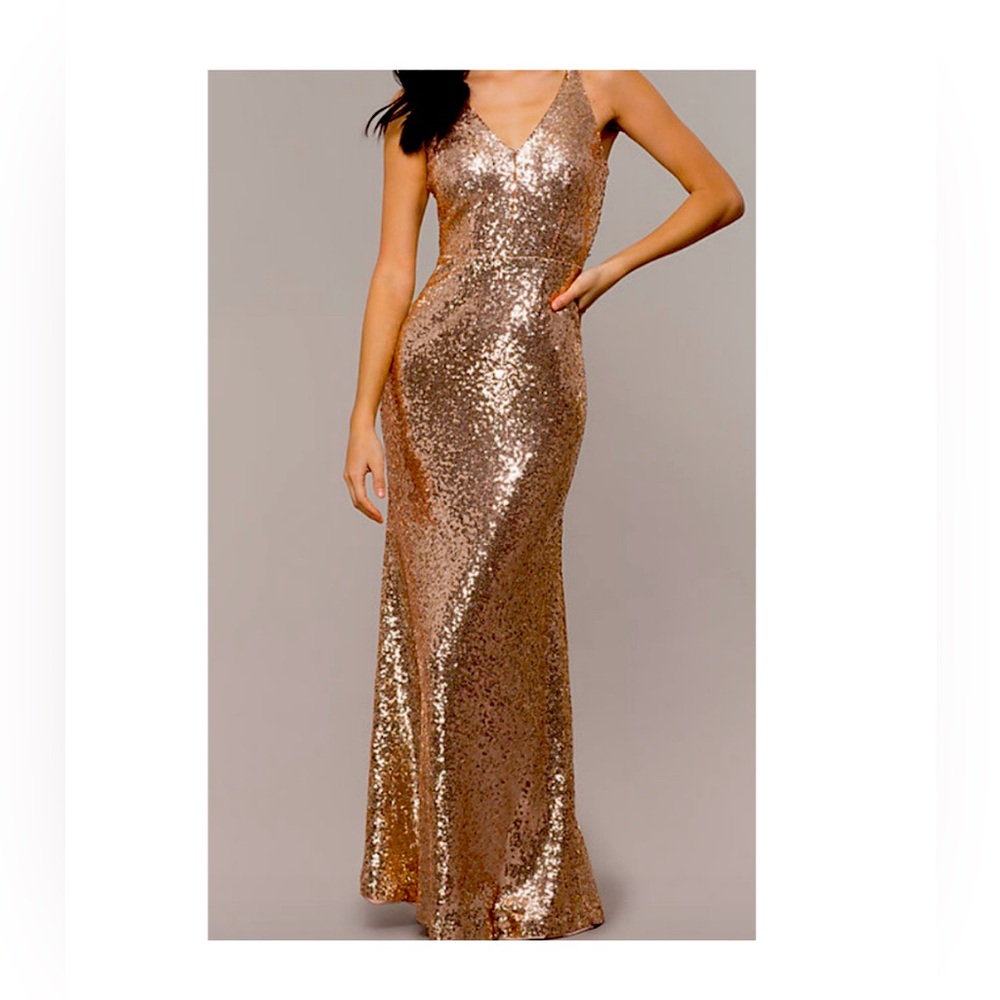 GORGEOUS Rose Gold Sequin Gown - perfect for Prom, weddings, galas!